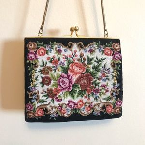Vintage Margrit Raebsamen Needlepoint Floral Purse